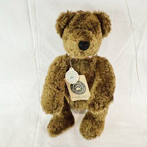 NWT Boyds Bears McKinley Brown Plush Jointed Teddy Bear Stud Collar Vintage